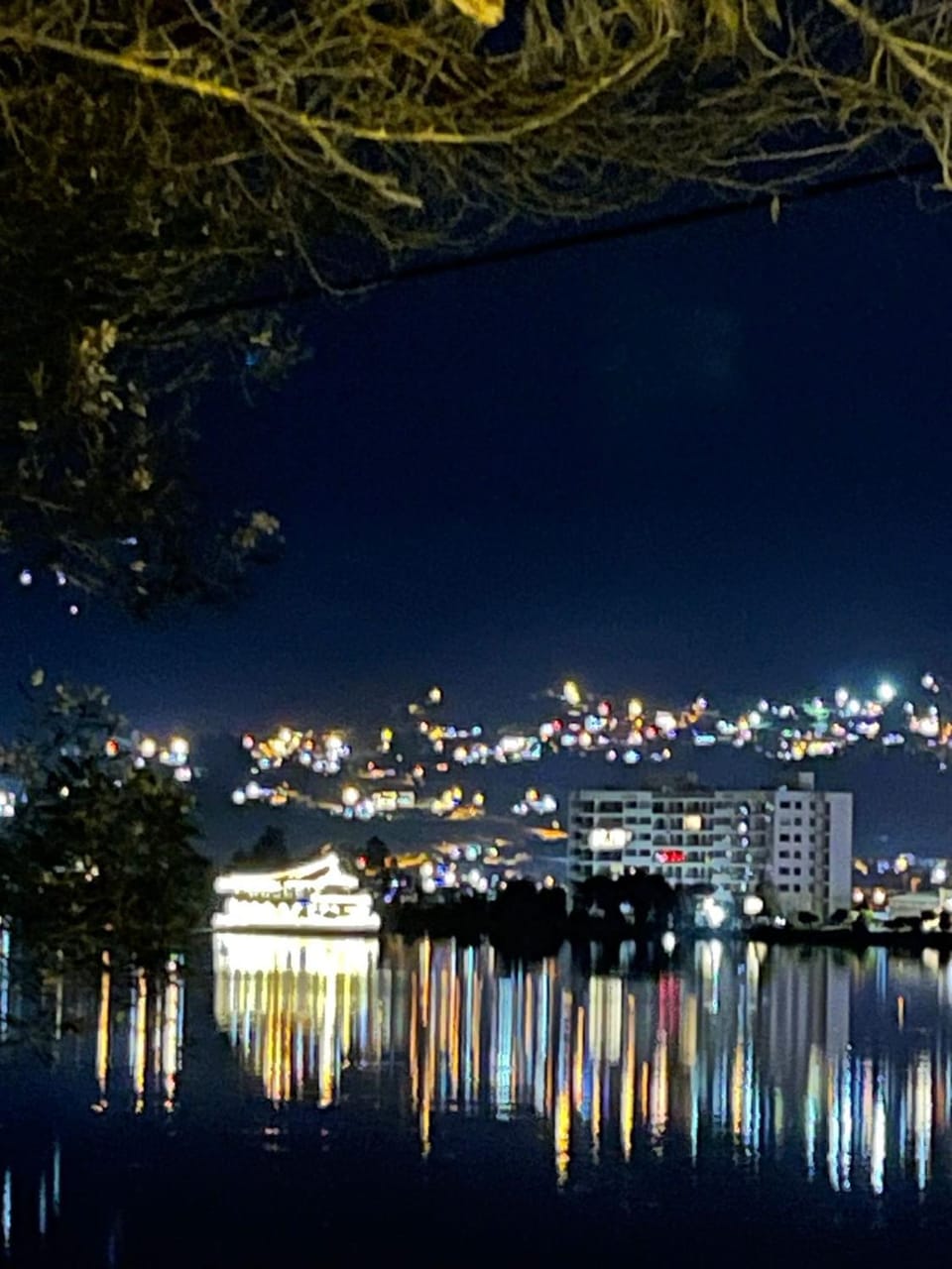 Night, Natural landscape, Lake view