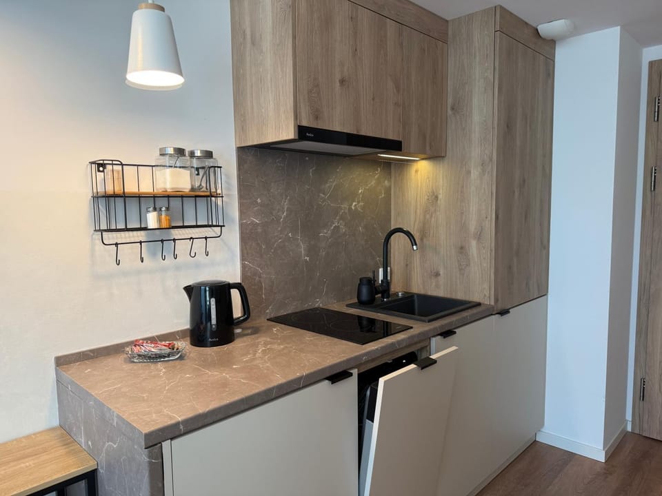 Kitchen or kitchenette, stove