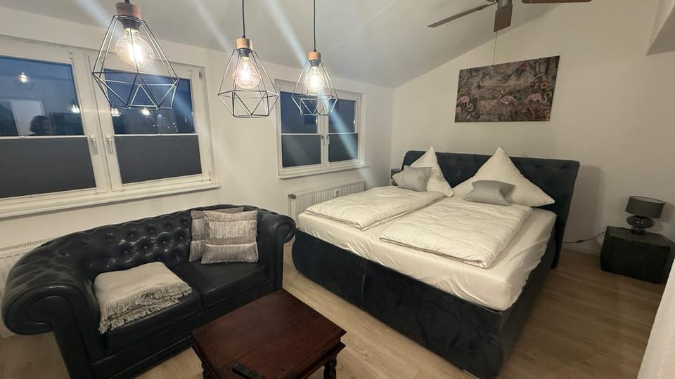 Bed, Living room, Photo of the whole room, Seating area, Bedroom, fireplace
