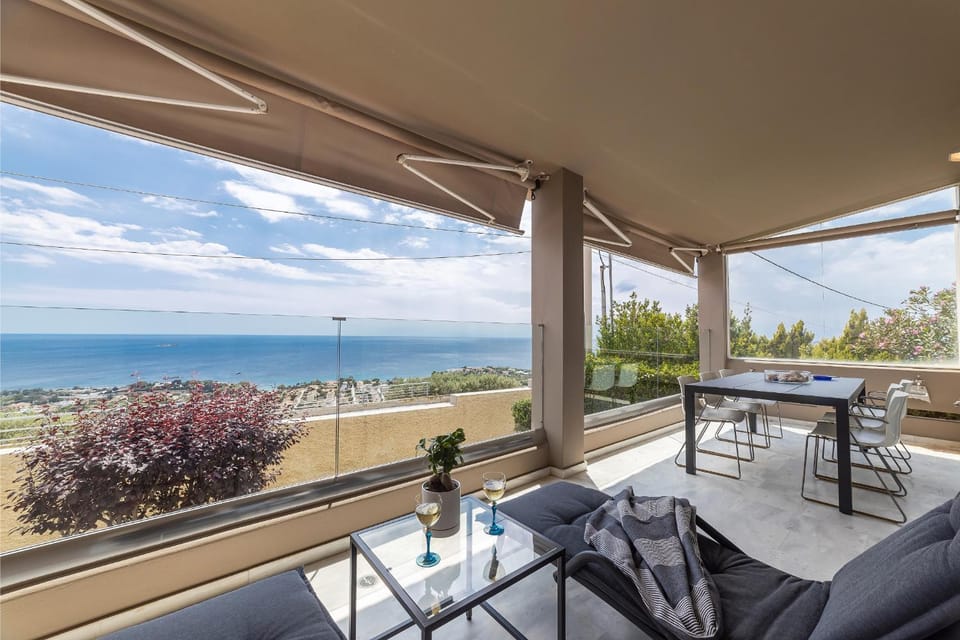Patio, Day, Natural landscape, View (from property/room), Balcony/Terrace, Seating area, Sea view