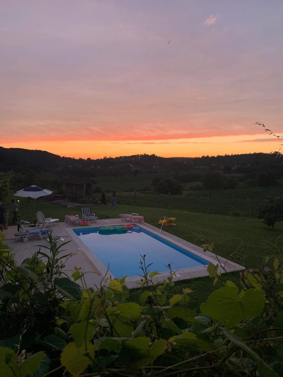 Natural landscape, Swimming pool, Sunset