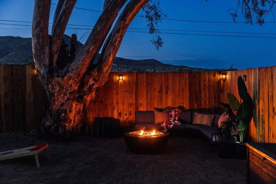 Patio, Night, Natural landscape, Seating area, Mountain view