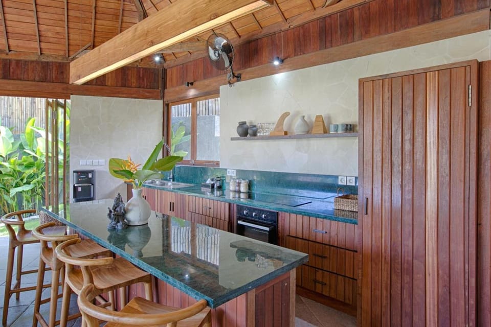 Dining area, stove, toaster, kitchen
