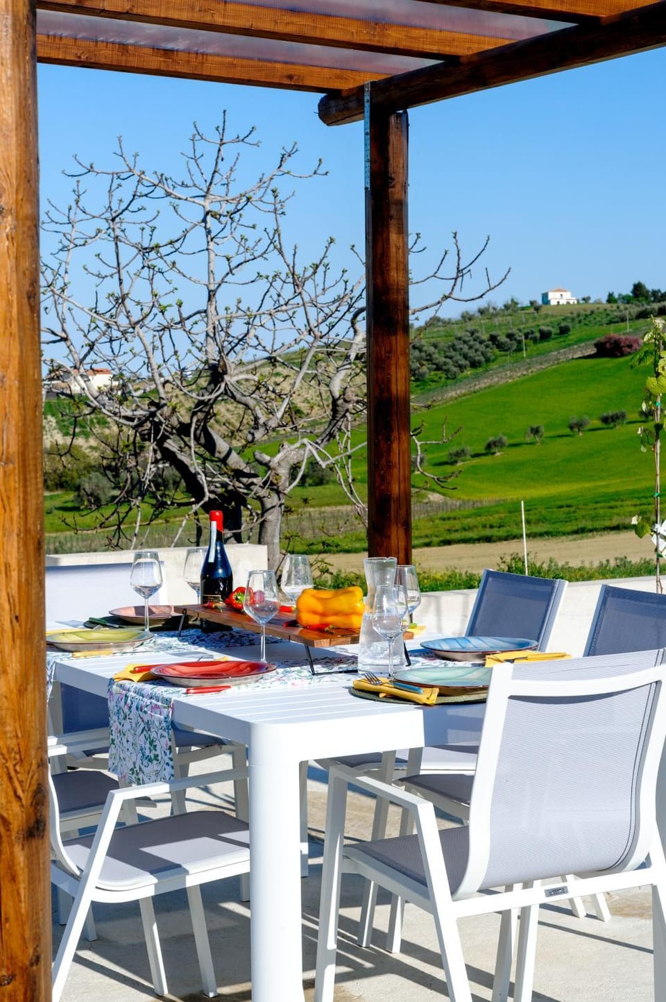 Patio, Natural landscape, View (from property/room), Food and drinks, Dining area