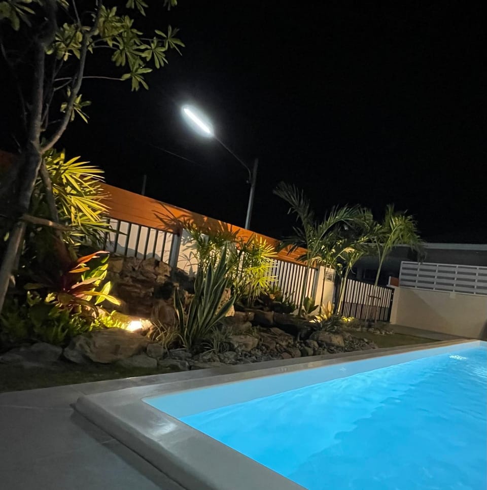Night, Pool view, Swimming pool, Swimming pool
