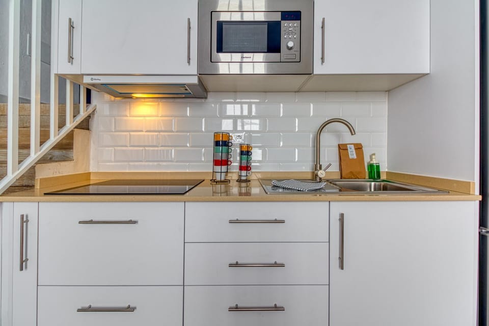 Kitchen or kitchenette, stove