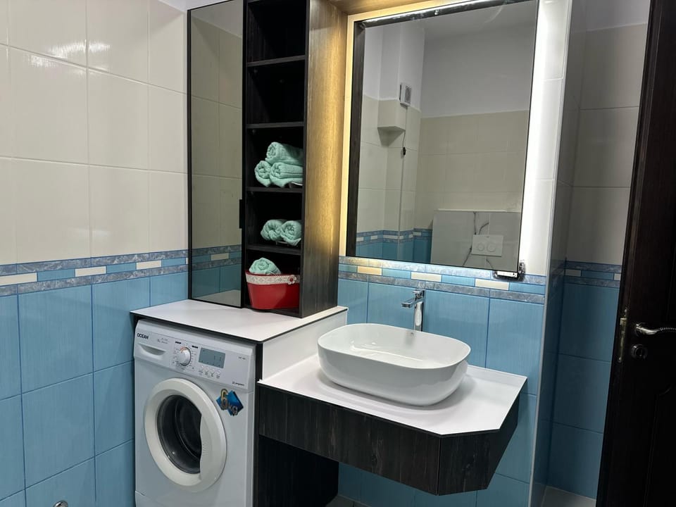 Shower, Bathroom, hair dryier, washing machine, dryer