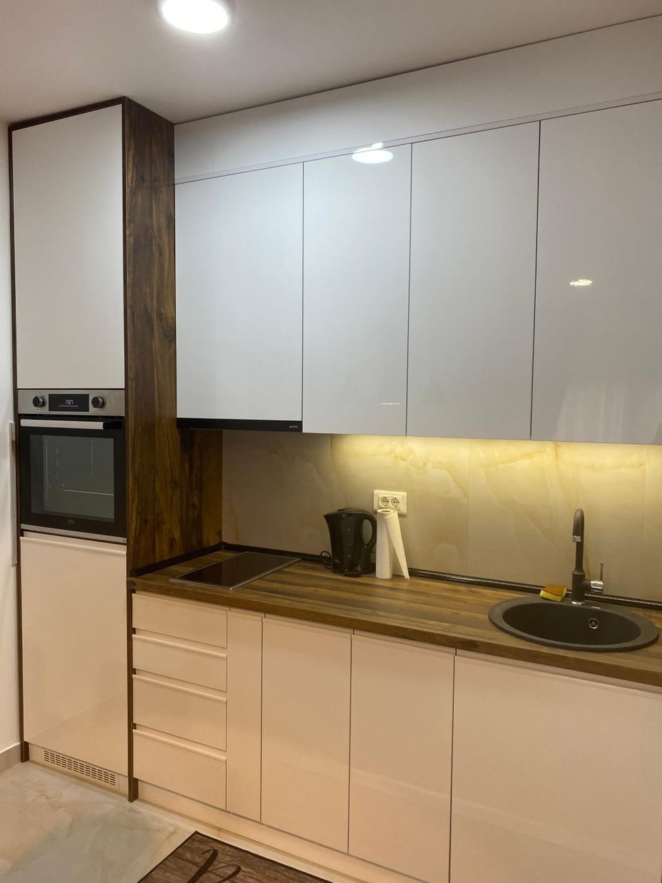 Kitchen or kitchenette, stove