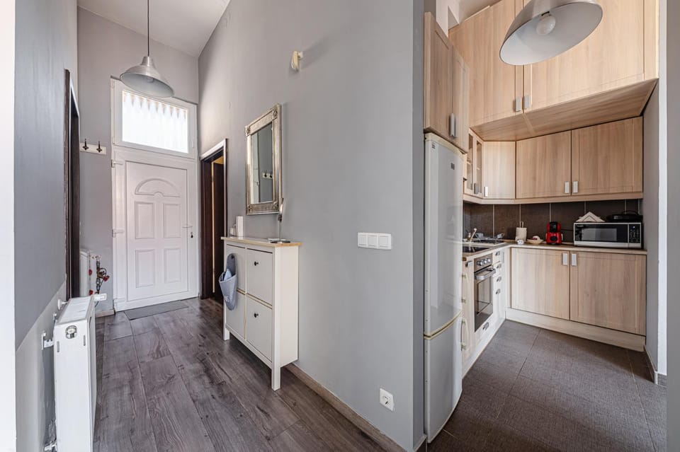Kitchen or kitchenette, oven