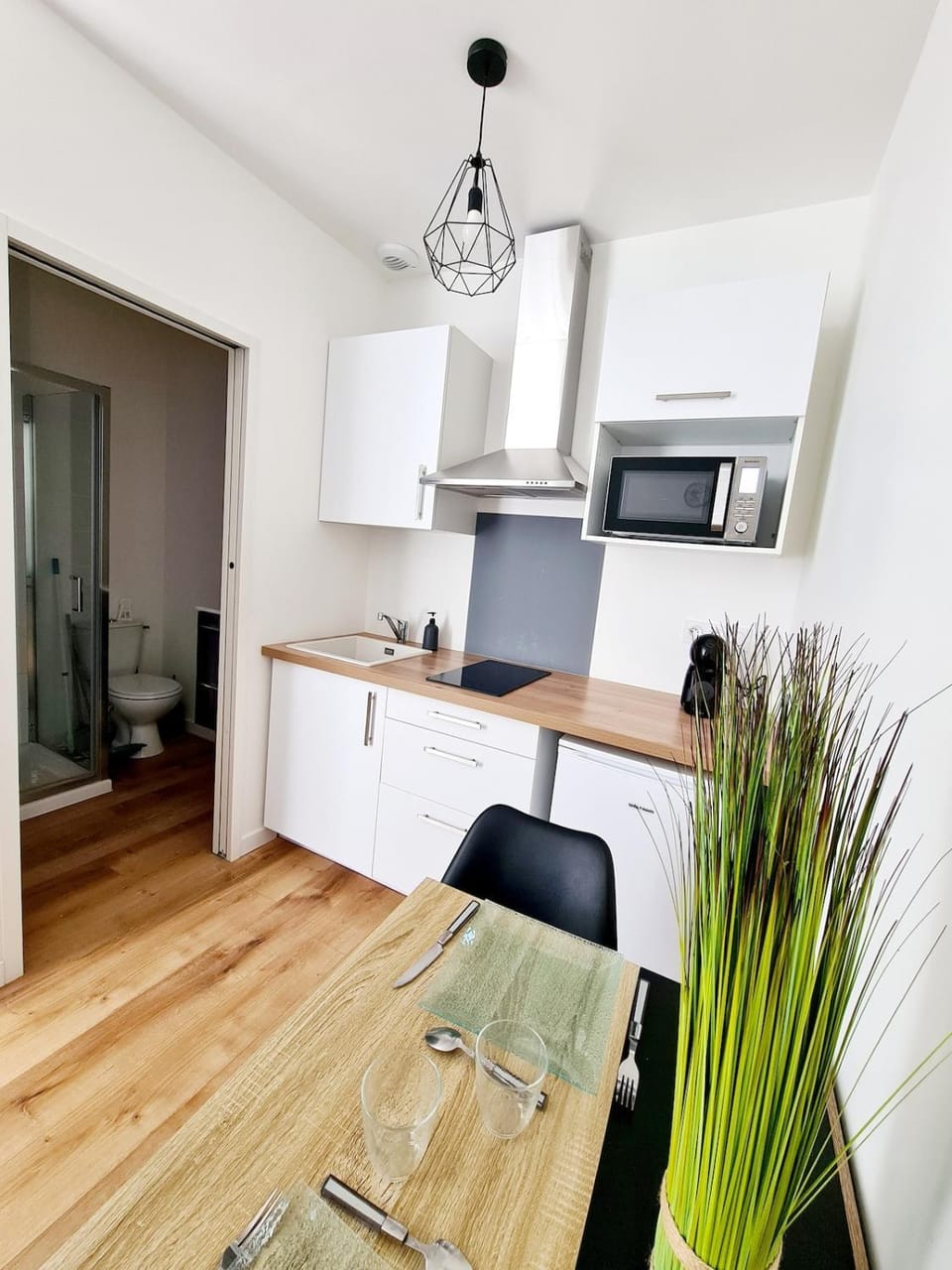 Kitchen or kitchenette, Dining area, stove