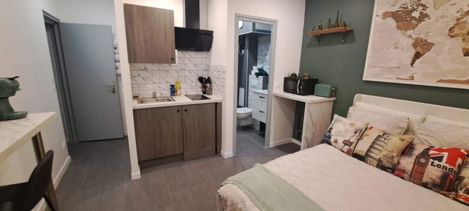 Bed, Kitchen or kitchenette, Photo of the whole room, Bedroom, minibar