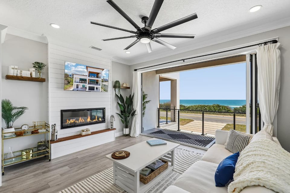 Living room, fireplace