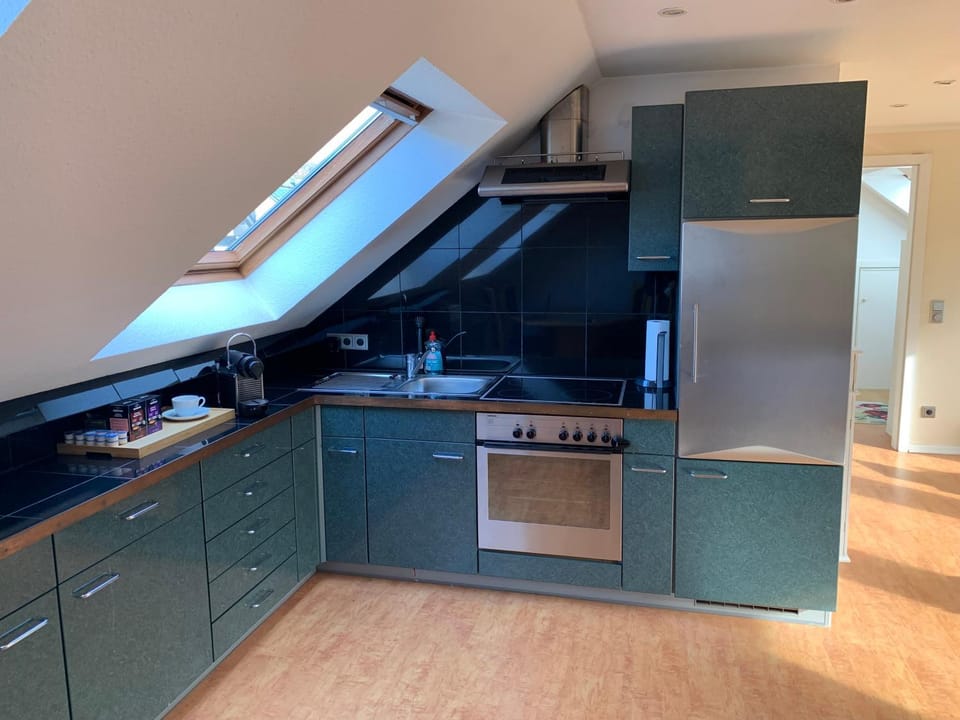 Kitchen or kitchenette, dishwasher, oven, stove