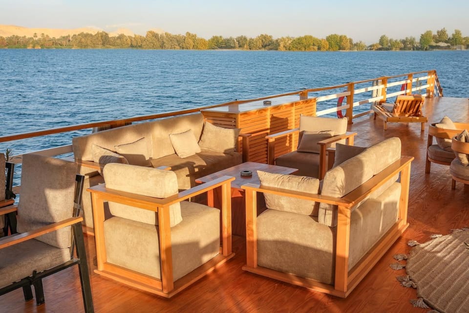 SWAN DAHABIYA Luxury Boutique Nile Cruise - Every Friday from Aswan for 3 nights & Every Monday from Luxor for 4 nights Docked boat in Luxor