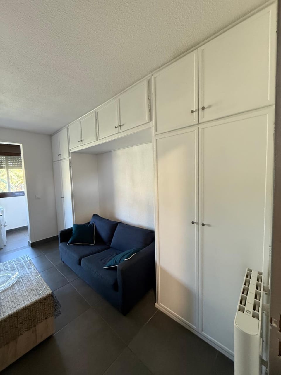 Bed, Living room, Seating area
