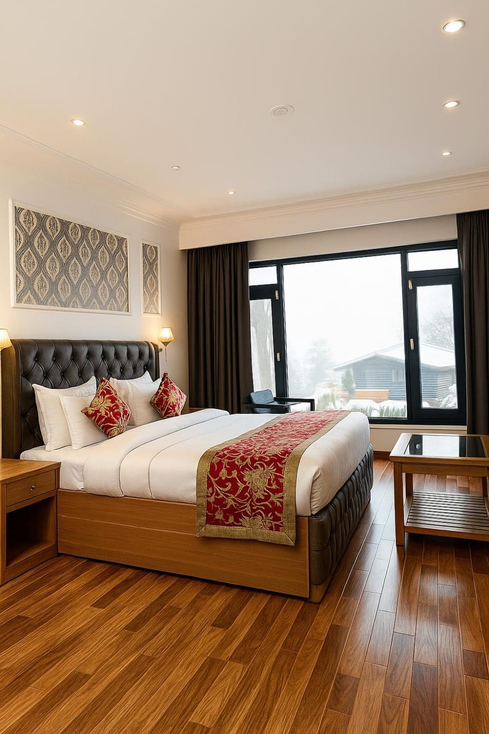 Bed, View (from property/room), Photo of the whole room, Bedroom, Garden view, air conditioner