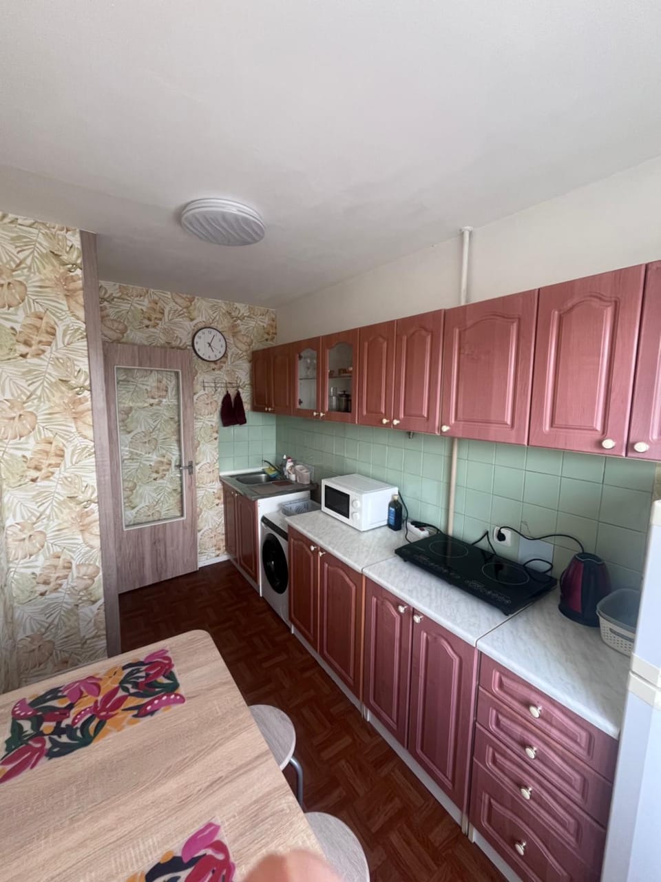 Kitchen or kitchenette, stove