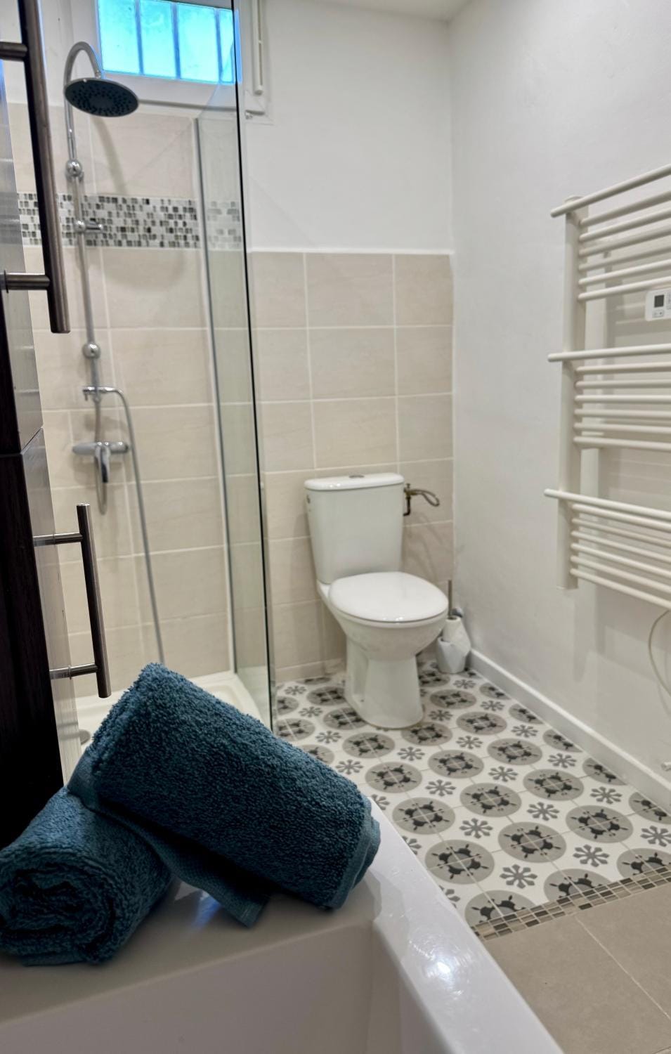 Shower, Toilet, Bathroom, towels