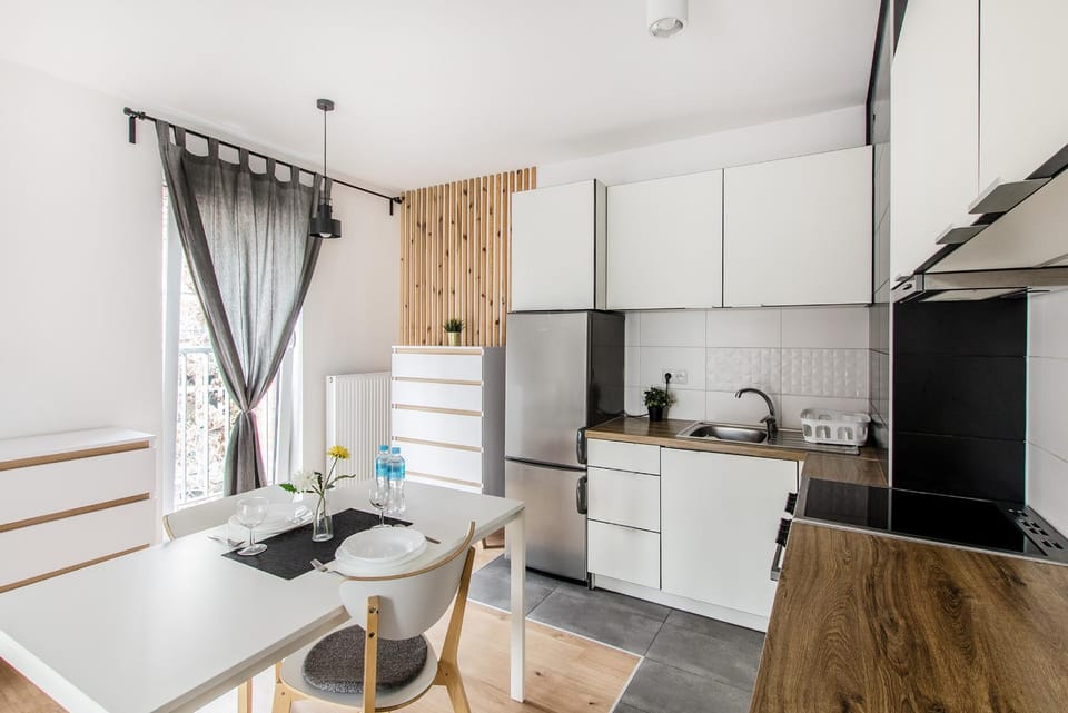 White Apartment With Terrace Apartment in Wroclaw