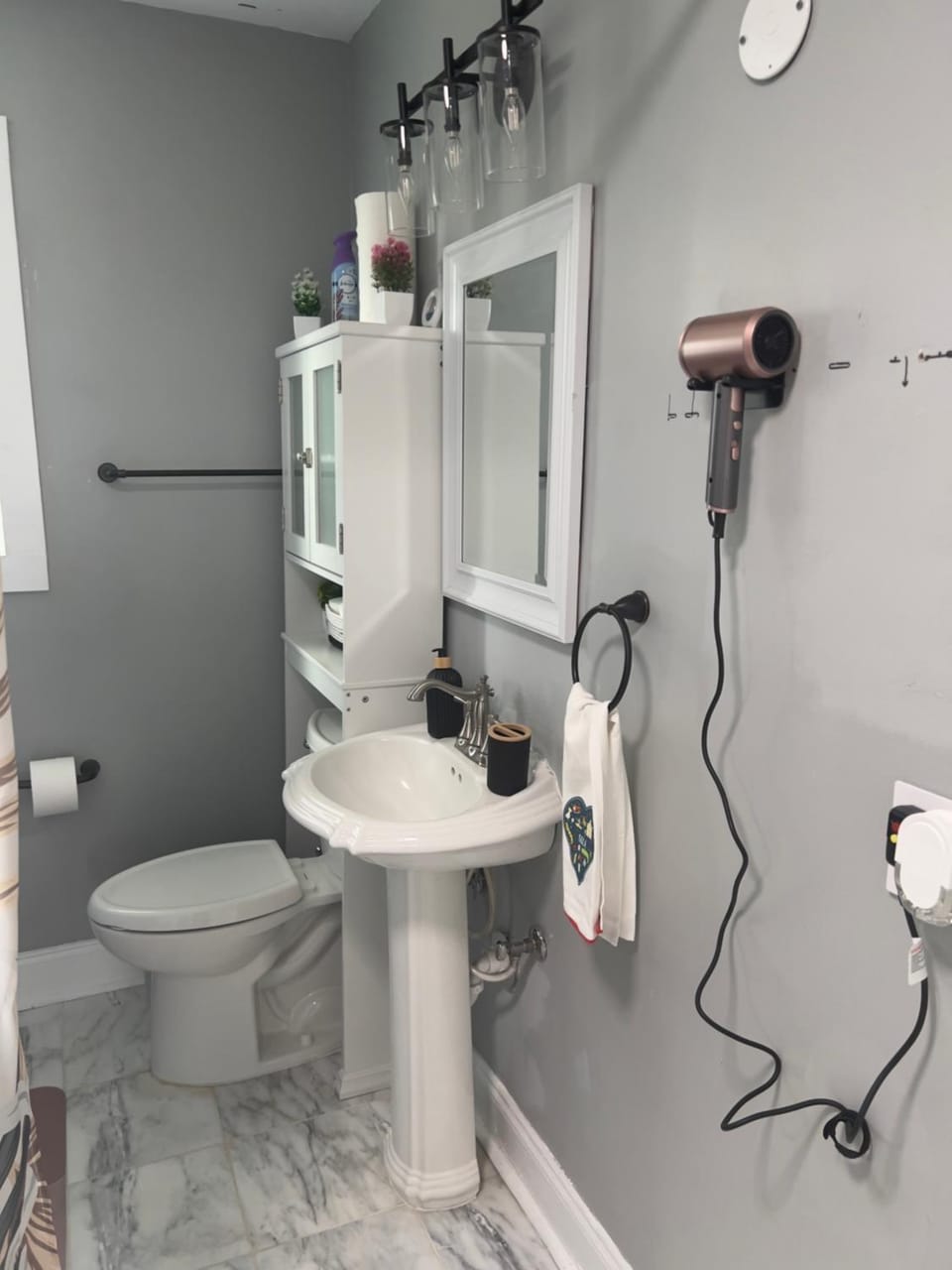 Shower, Toilet, Bathroom, hair dryier