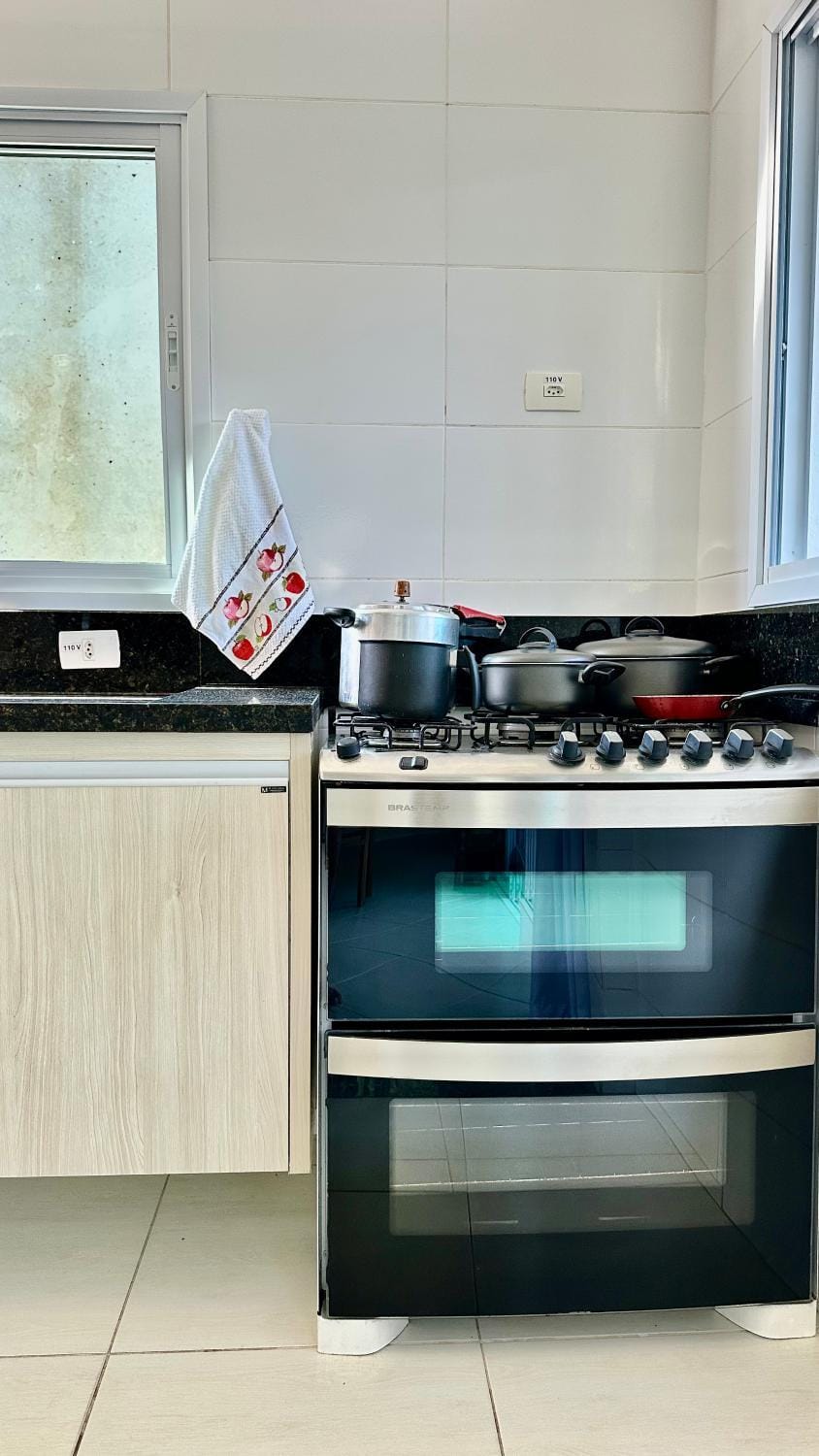 Kitchen or kitchenette, stove