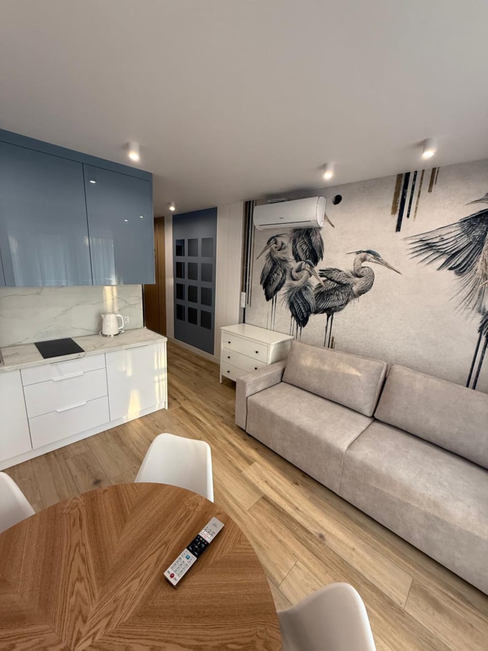 Kitchen or kitchenette, Living room, Seating area