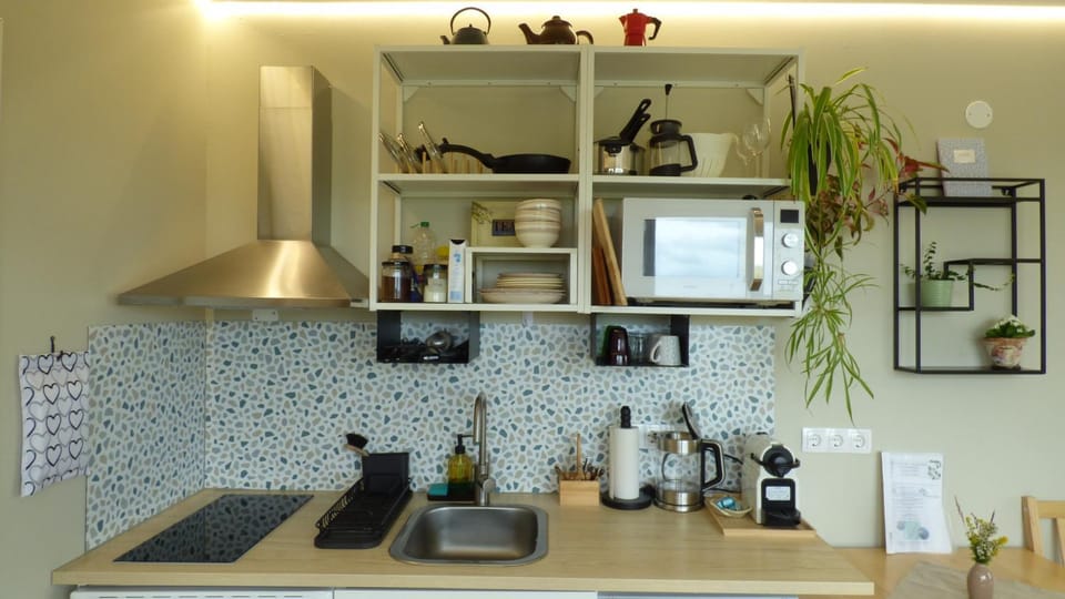 Coffee/tea facilities, Kitchen or kitchenette, microwave, stove