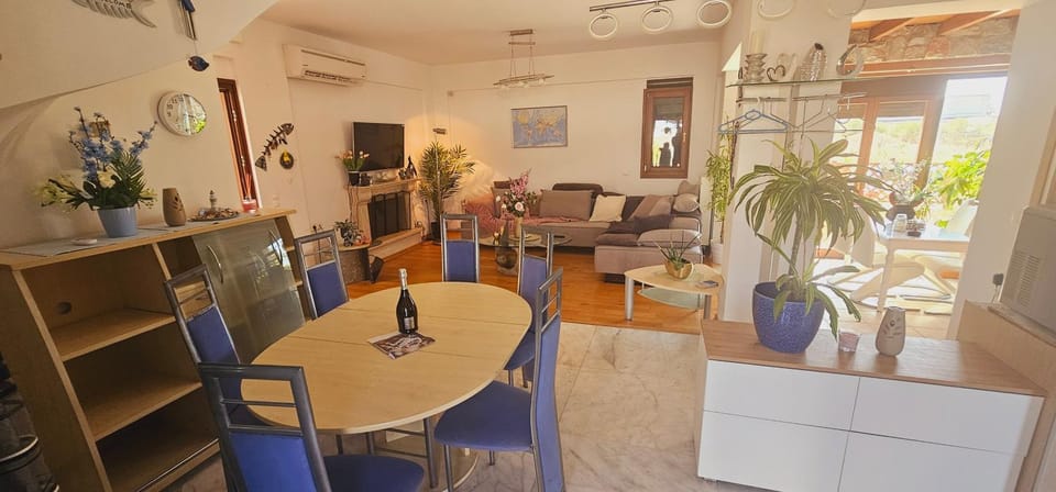 Living room, fireplace, air conditioner