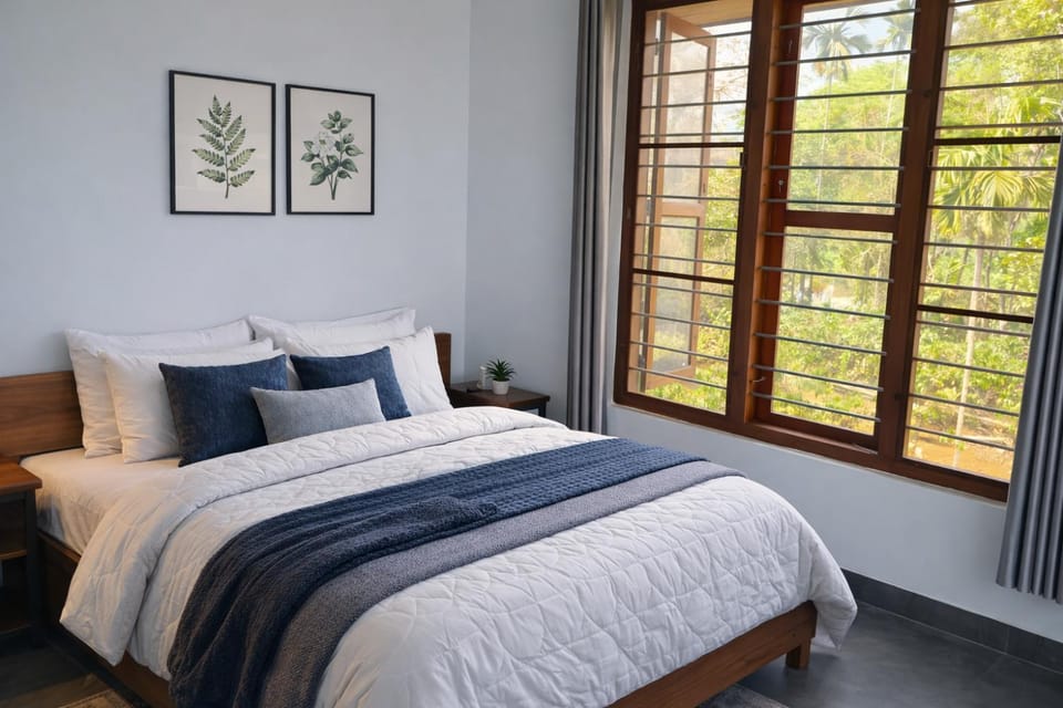 Bed, Photo of the whole room, Bedroom, Garden view