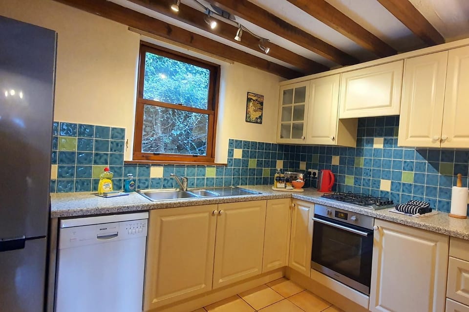 Kitchen or kitchenette, dishwasher, oven, stove, toaster