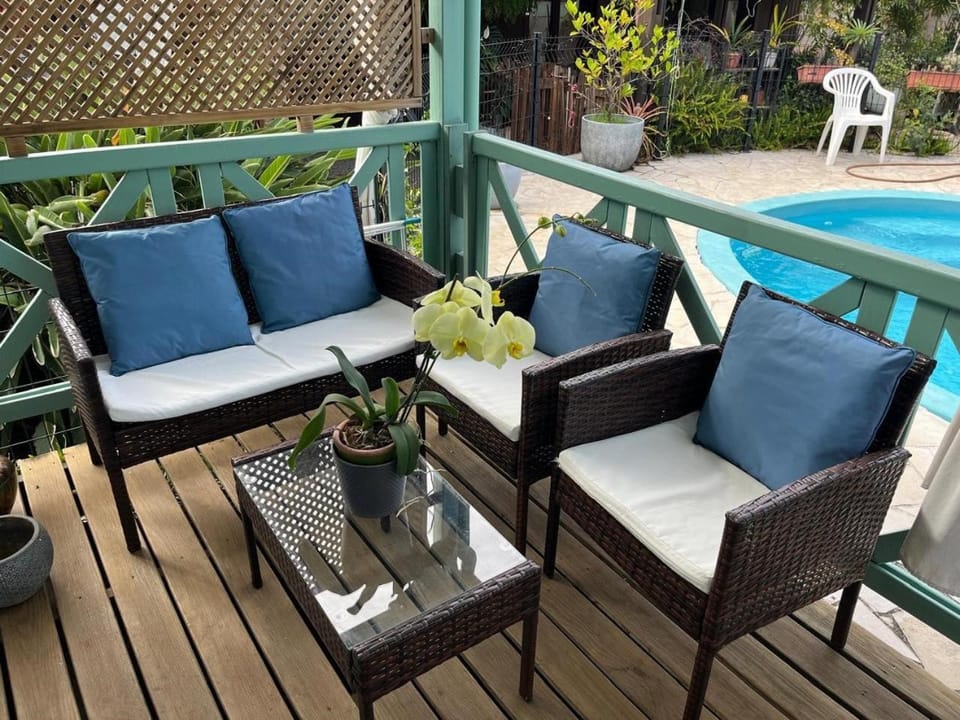 Patio, Seating area, Pool view