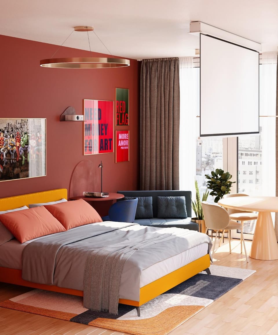 Bed, TV and multimedia, Photo of the whole room, Seating area, Bedroom