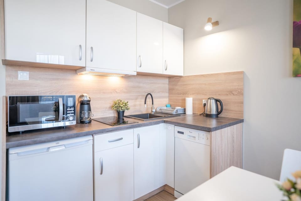 Coffee/tea facilities, Kitchen or kitchenette, dishwasher, oven, stove