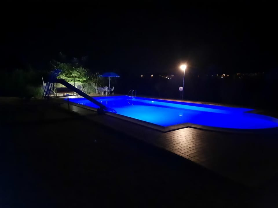 Night, Pool view, Swimming pool