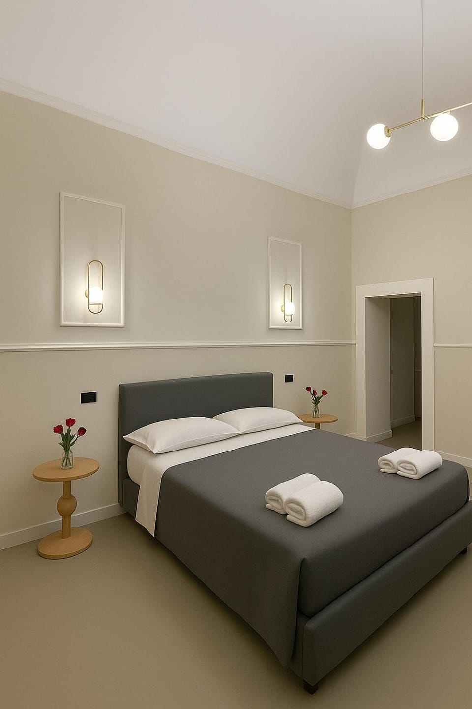 Bed, Photo of the whole room, Bedroom, towels