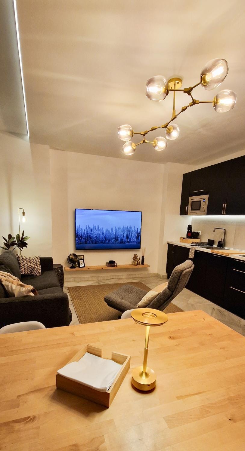 TV and multimedia, Kitchen or kitchenette, Living room, Seating area, Dining area