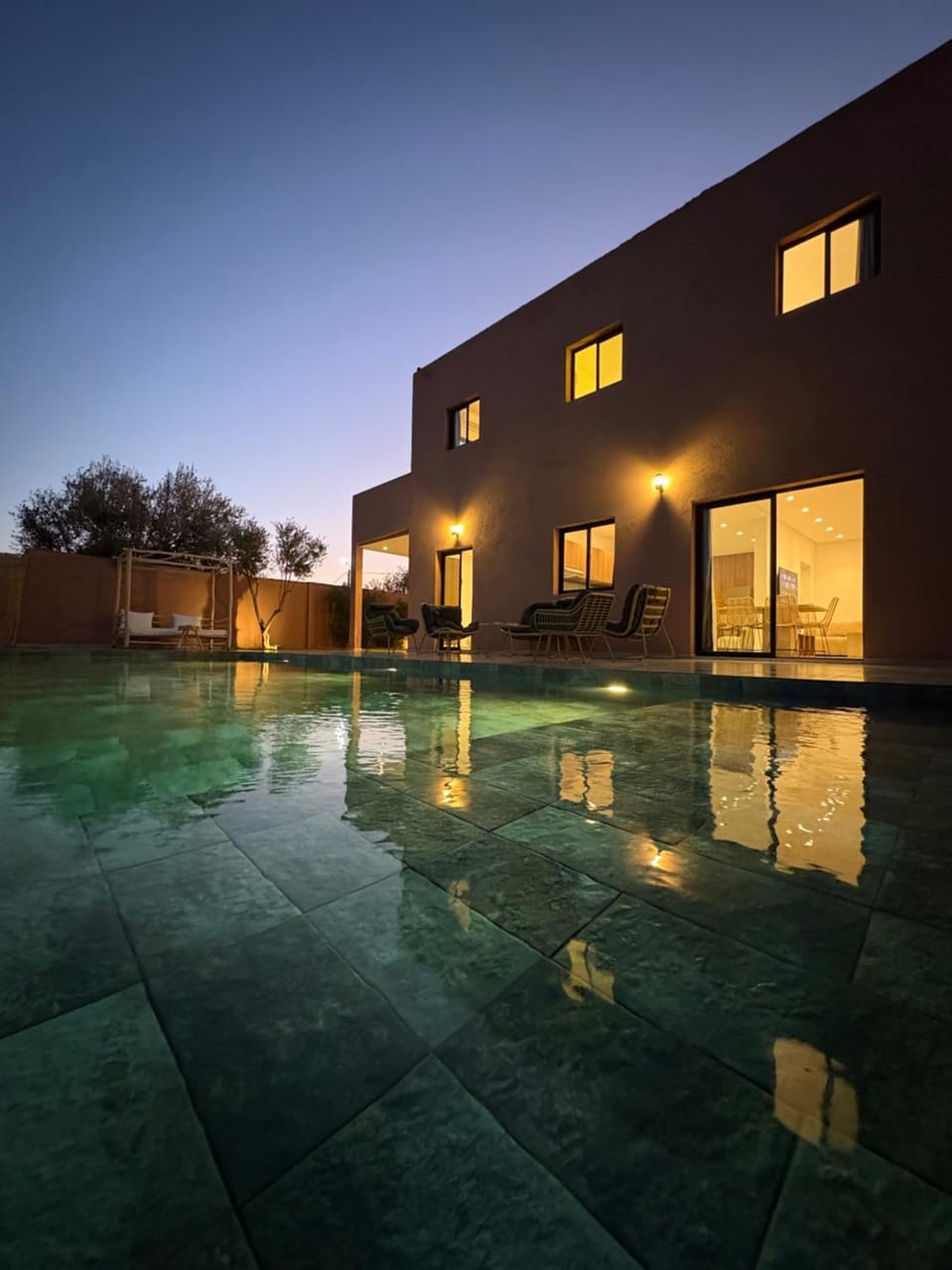 Property building, Night, Pool view, Swimming pool