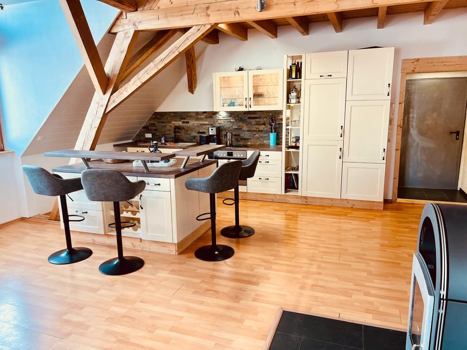 Kitchen or kitchenette, dishwasher, stove