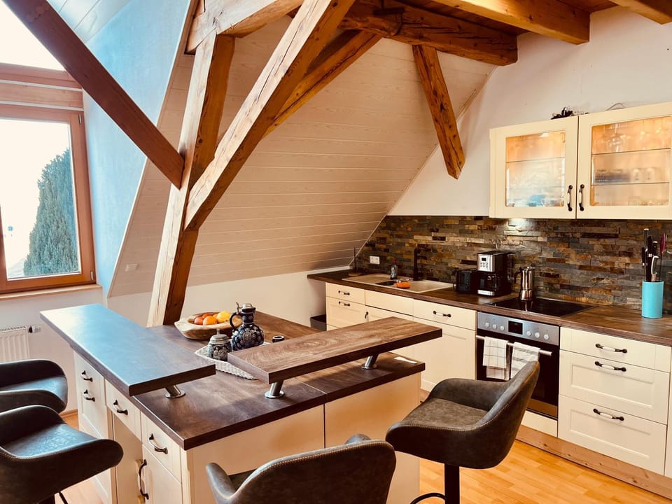 Kitchen or kitchenette, stove, kitchen