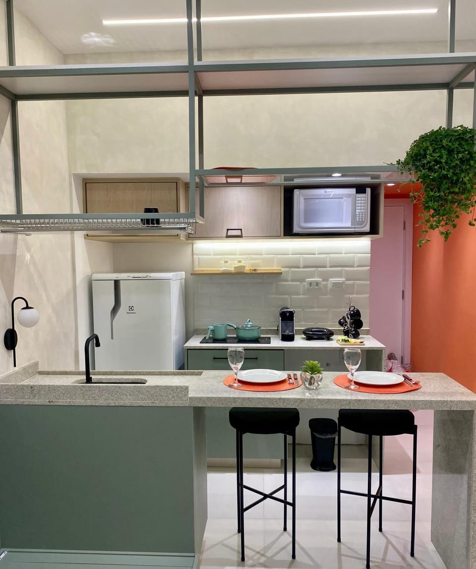 Kitchen or kitchenette, stove