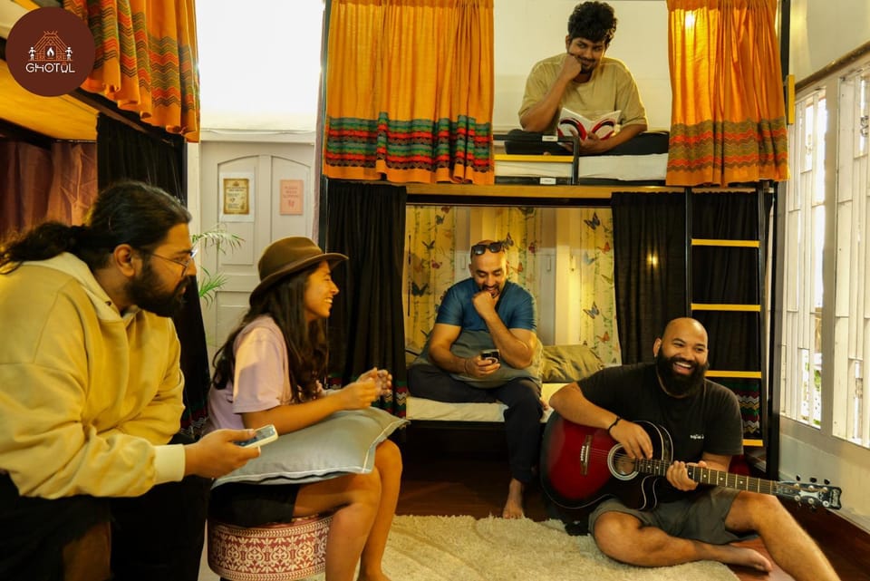 People, group of guests, bunk bed
