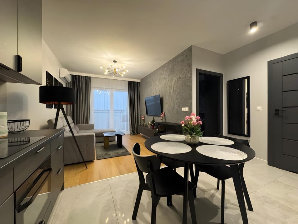 Kitchen or kitchenette, Living room, Seating area, Dining area, Evening entertainment