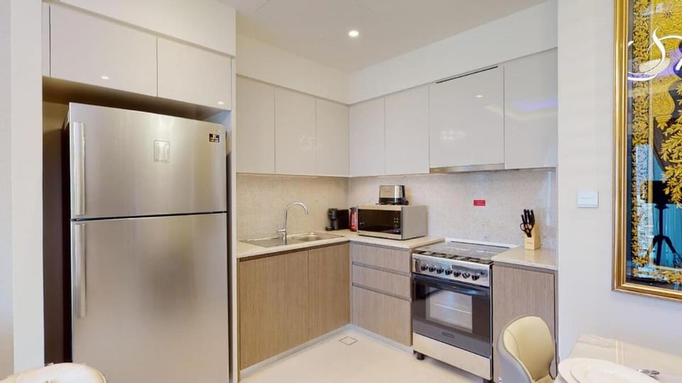 Kitchen or kitchenette, oven, stove, toaster