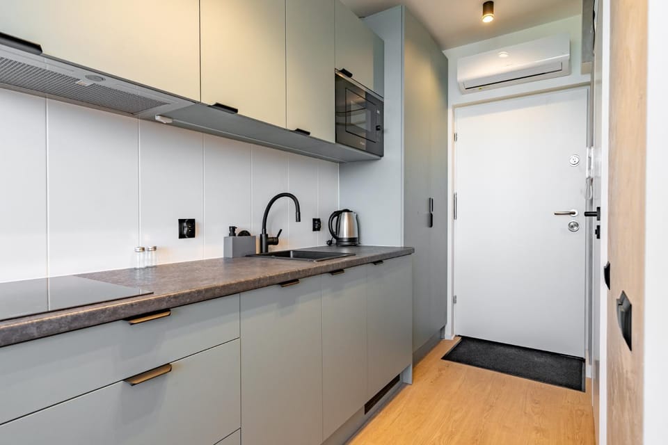 Kitchen or kitchenette, stove