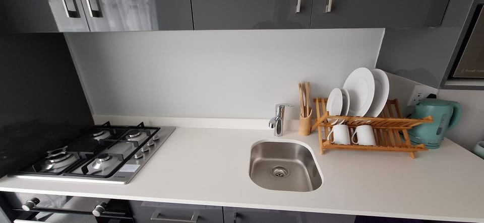Kitchen or kitchenette, stove