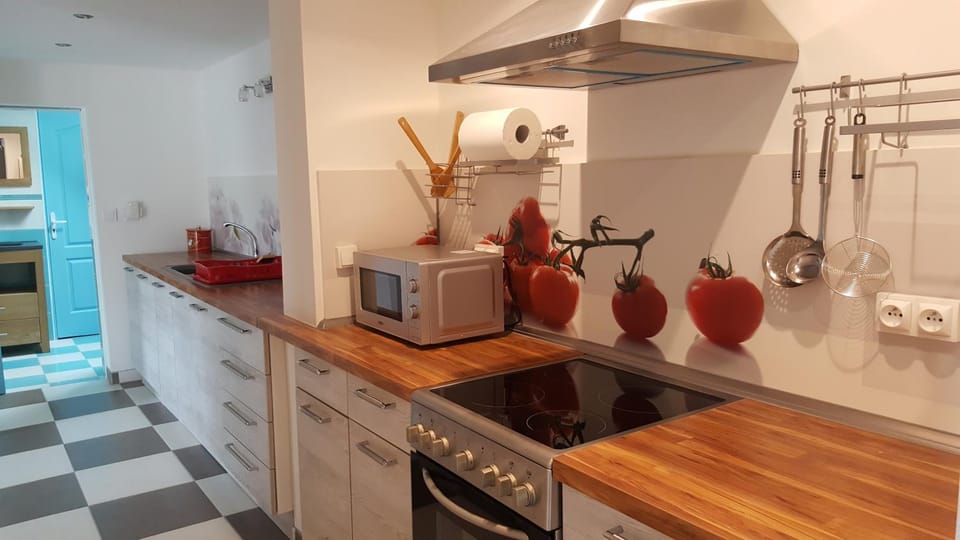 Kitchen or kitchenette, oven, stove