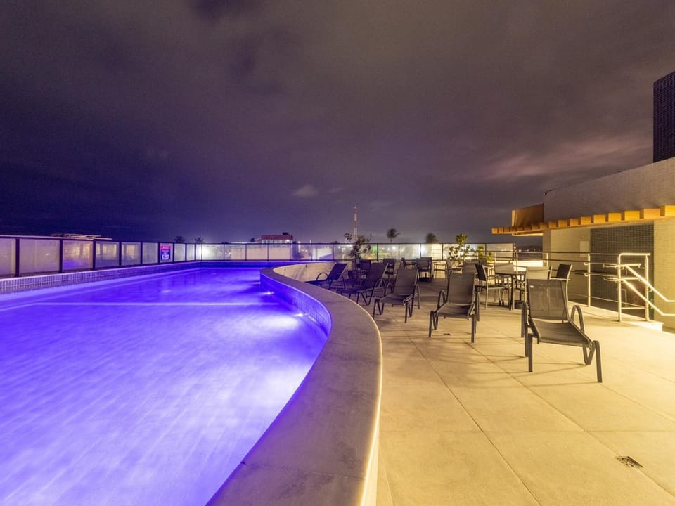 Night, Pool view, Swimming pool