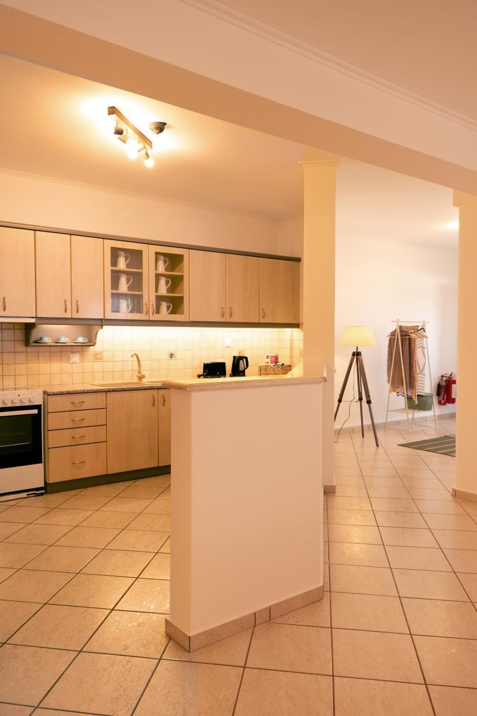Kitchen or kitchenette, dishwasher, stove
