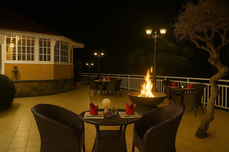 Patio, Night, Seating area