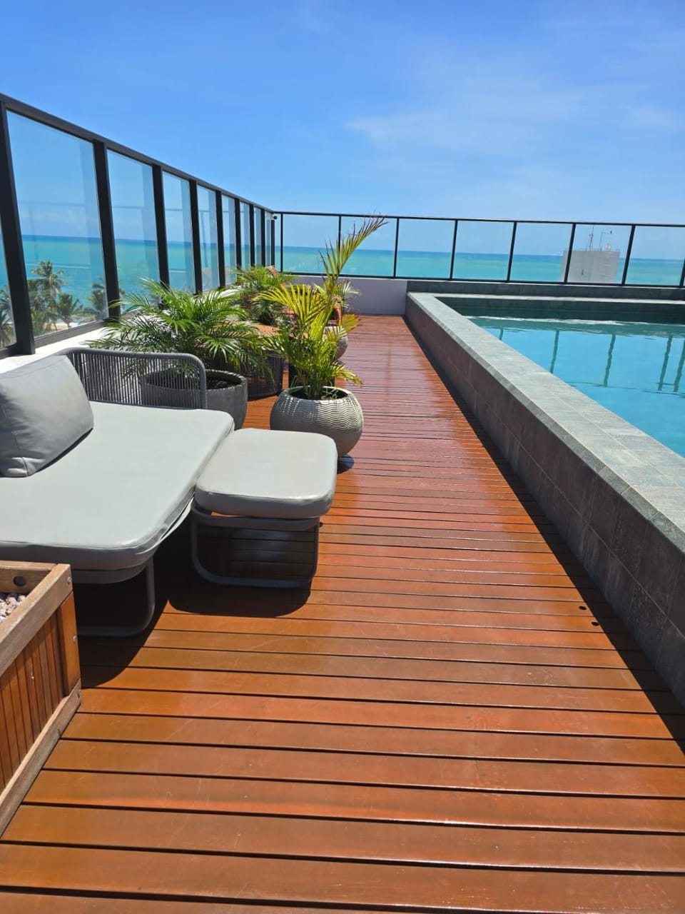 View (from property/room), Balcony/Terrace, Pool view, Sea view, Swimming pool